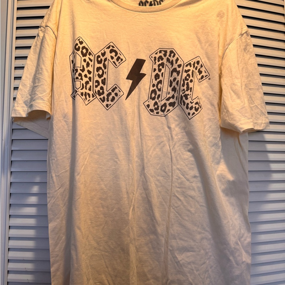 AC/DC White and Black Logo Graphic T-Shirt